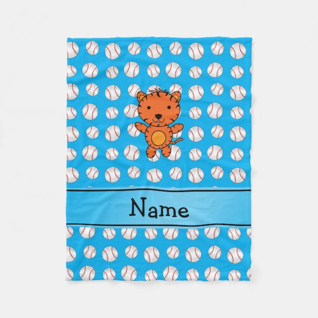 Personalisierter Name Tigerblau Fleecedecke (Vorderseite)