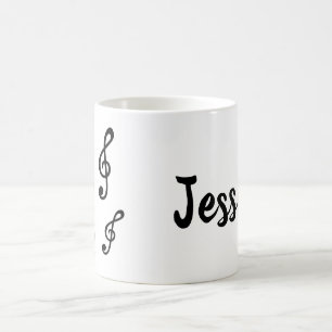 Personalisierter Name Treble Clefs Musikernotes Mu Kaffeetasse