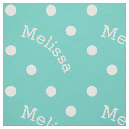 Personalisierter Name Türkis Aquamarin Blue Polka Stoff
