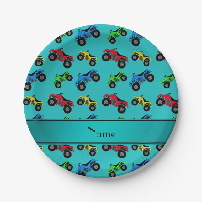 Personalisierter Name türkis atmov Pappteller (Vorderseite)