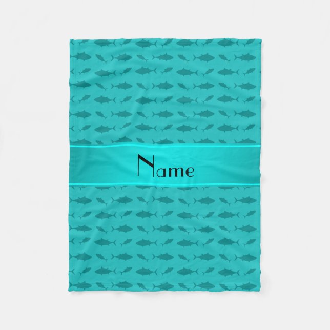 Personalisierter Name Türkis Fleecedecke (Vorderseite)