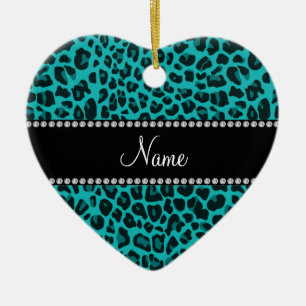 Personalisierter Name Türkis Leopardenmuster Keramikornament