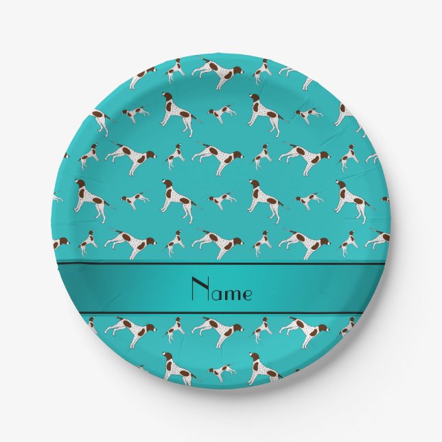 Personalisierter Name Türkis Pointer Pappteller (Vorderseite)