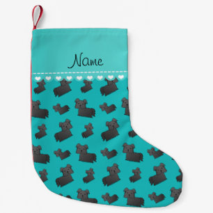 Personalisierter Name Türkis Skye Terrier Hunde Kleiner Weihnachtsstrumpf