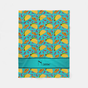 Personalisierter Name Türkis tacos sombreros Chili Fleecedecke