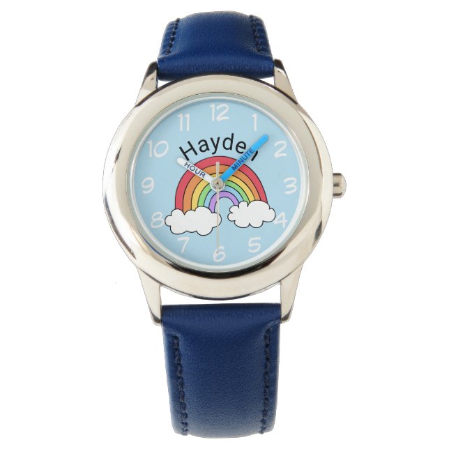 Personalisierter Name über dem Regenbogen Armbanduhr (Vorderseite)