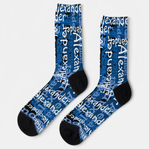 Personalisierter Name überall in Blue Collage Socken