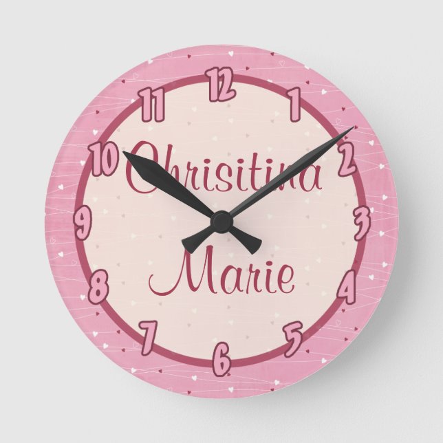Personalisierter Name Uhr Herz und Liebe (Vorderseite)