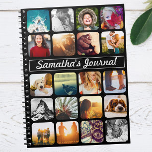 Personalisierter Name und 20 Foto Schwarz Notizblock