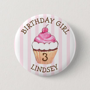Personalisierter Name und Alter Geburtstag Girl Cu Button