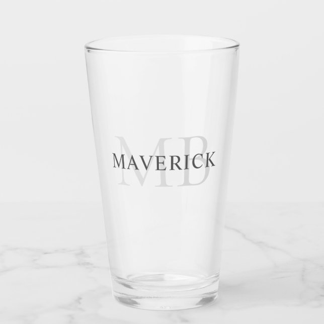 Personalisierter Name und Anfangsbuchstaben Glas (Vorderseite)