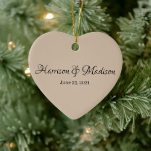 Personalisierter Name und Datum der Hochzeit Keramik Ornament