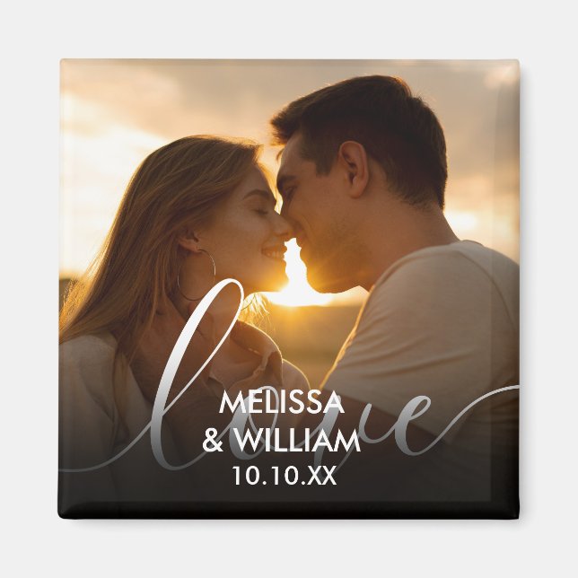 Personalisierter Name und Datum Foto Magnet (Vorne)