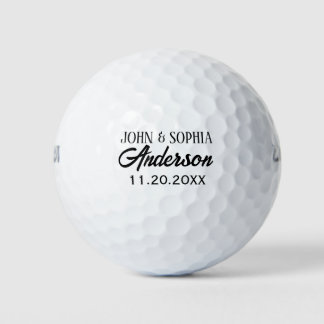 Personalisierter Name und Datum Schwarzer Schrifta Golfball