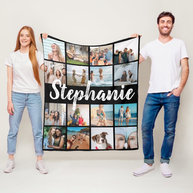 Personalisierter Name und einmalige FotoCollage Fleecedecke (Beispiel)