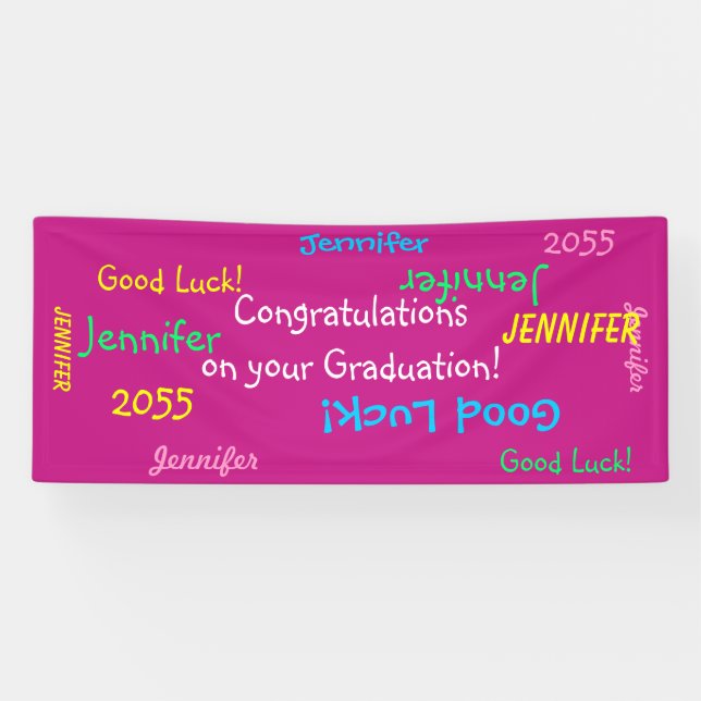 Personalisierter Name und Event Multi Color Abschl Banner (Horizontal)
