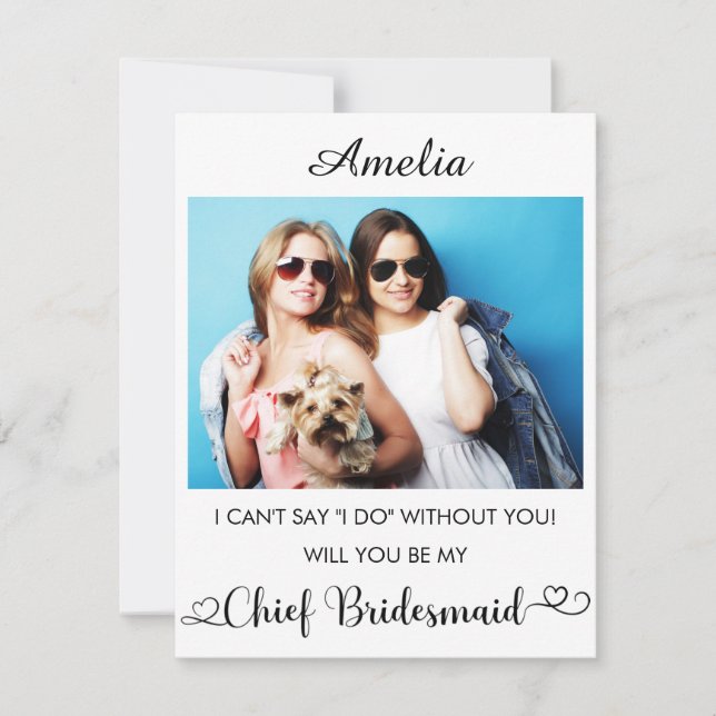 Personalisierter Name und Foto Bridesmaid Vorschla Dankeskarte (Vorderseite)