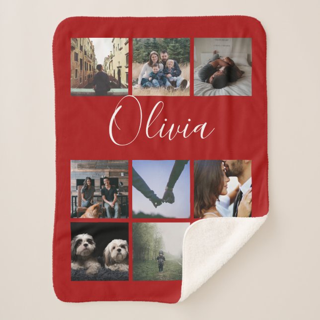 Personalisierter Name und Foto-Collage-Typografie Sherpadecke (Vorderseite)