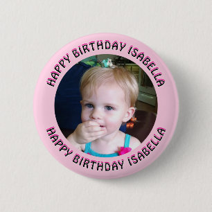 Personalisierter Name und Foto Geburtstag Button