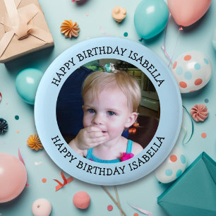 Personalisierter Name und Foto Geburtstag Button