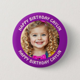 Personalisierter Name und Foto Geburtstag Button