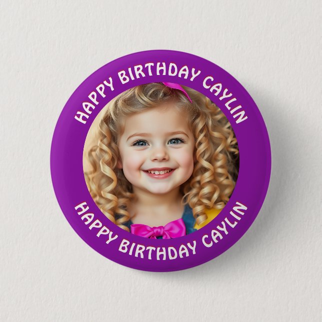 Personalisierter Name und Foto Geburtstag Button (Vorderseite)