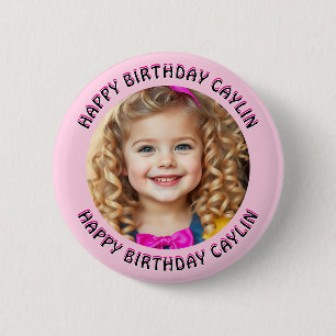 Personalisierter Name und Foto Geburtstag Button