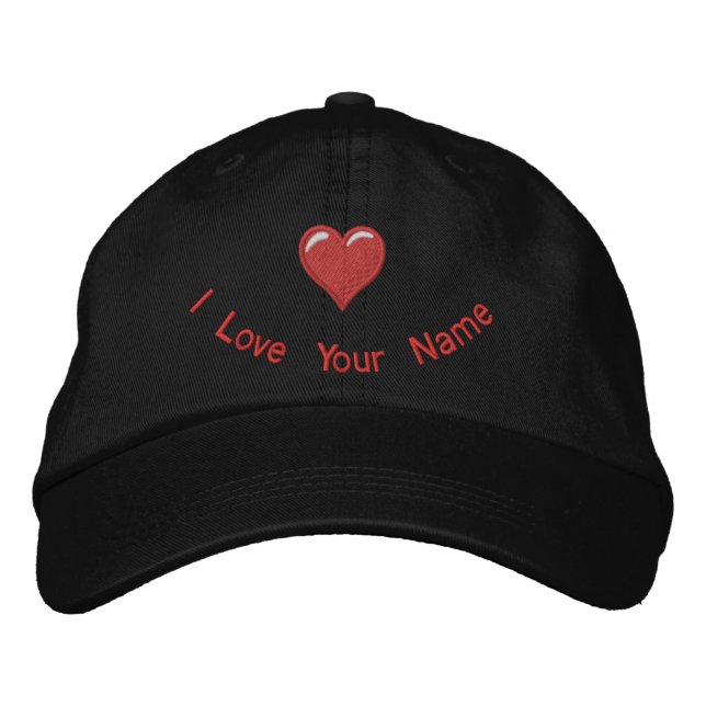 Personalisierter Name und Herz Bestickte Kappe (Vorderseite)