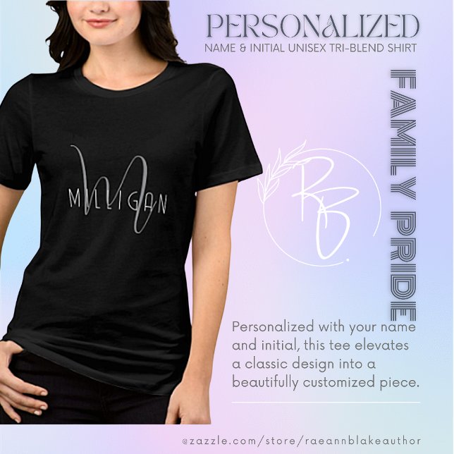 Personalisierter Name und Initial Unisex Tri-Blend Shirt (Von Creator hochgeladen)