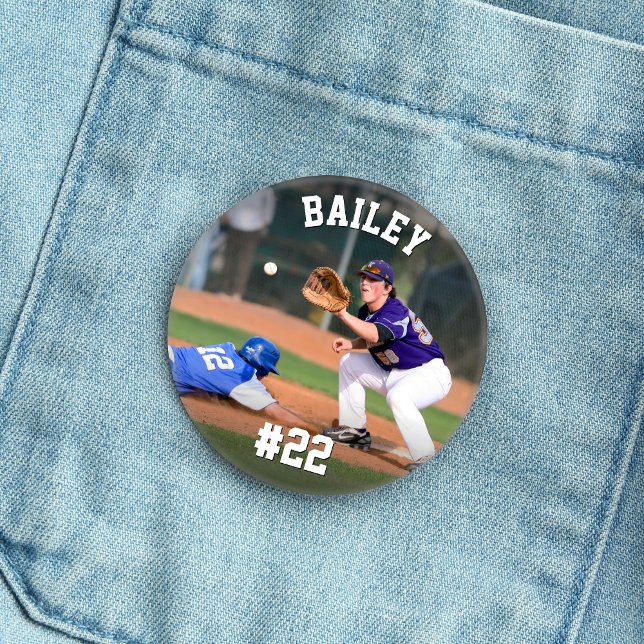 Personalisierter Name und Jersey Nummer Baseball F Button (Von Creator hochgeladen)