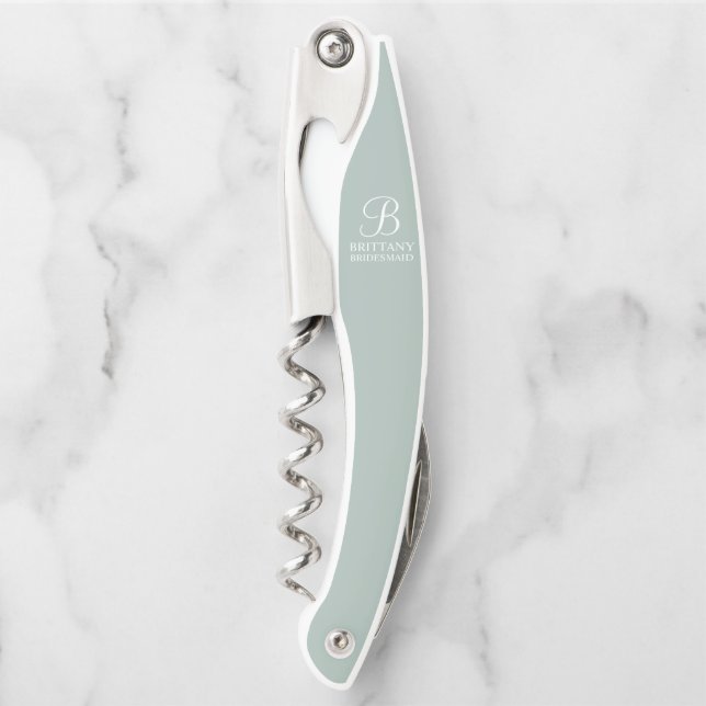 Personalisierter Name und Monogramm der Brautjungf Kellnermesser (Vorderseite)