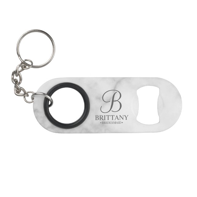 Personalisierter Name und Monogramm der Brautjungf Mini Flaschenöffner (Vorderseite (Horizontal))