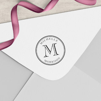 Personalisierter Name und Monogramm Runde Umrandun Permastempel