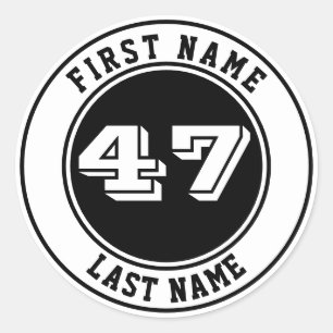 Personalisierter Name und Nummer Baseball Bat Knob Runder Aufkleber
