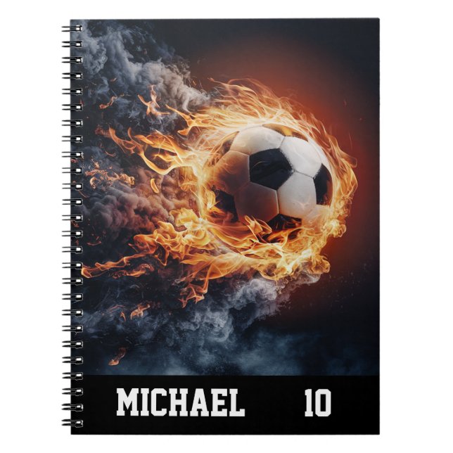 Personalisierter Name und Nummer des Fußballballs Notizblock (Vorderseite)