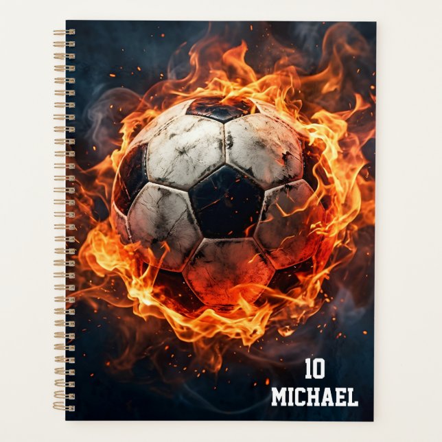 Personalisierter Name und Nummer Fußball  Planer (Vorderseite)