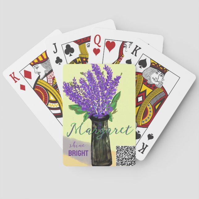 Personalisierter Name und Text Lavender Bouquet Spielkarten (Rückseite)