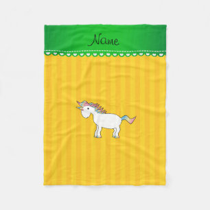 Personalisierter Name unicorange gelbe Streifen Fleecedecke