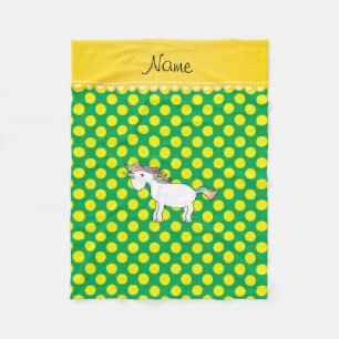 Personalisierter Name unicorn-gelbe Polka-Punkte Fleecedecke
