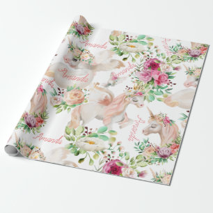 Personalisierter Name Unicorn Lover Hübsch Geschenkpapier