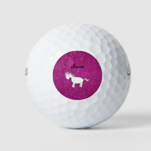 Personalisierter Name unicorn rosa Glitzer Golfball