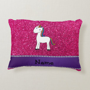 Personalisierter Name unicorn rosa Glitzer Zierkissen