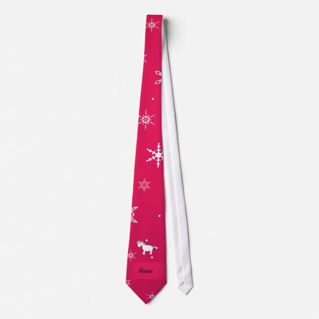 Personalisierter Name unicorn rosa Schneeflocken Krawatte (Vorderseite)