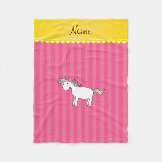 Personalisierter Name unicorn rosa Streifen Fleecedecke