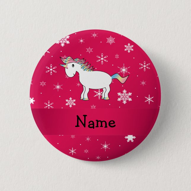 Personalisierter Name unicorrosa Schneeflocken Button (Vorderseite)