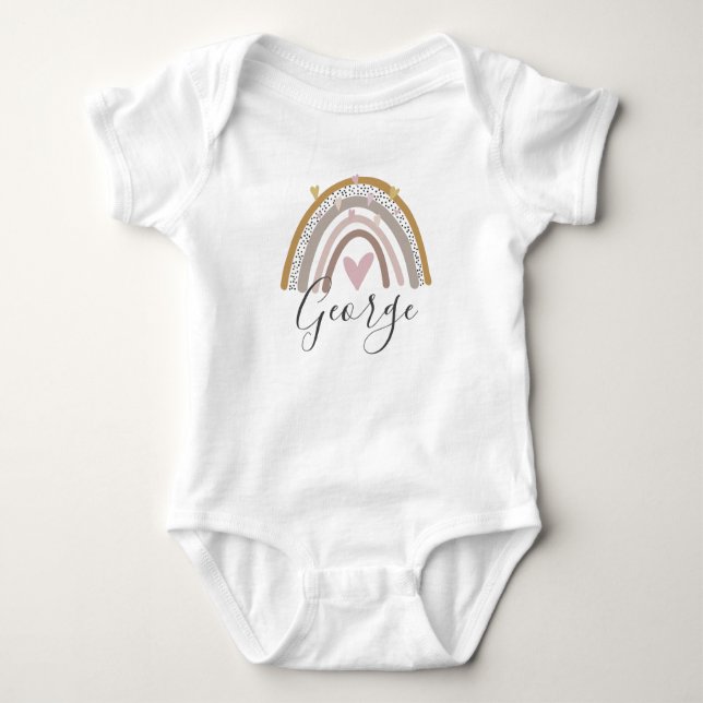 Personalisierter Name Unisex Regenbogen Baby Strampler (Vorderseite)