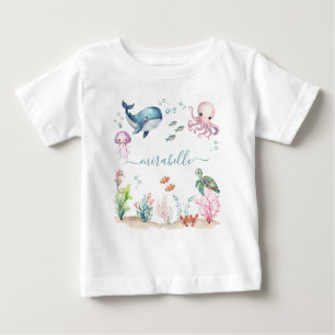 Personalisierter Name unter Meeresfarben Baby T-shirt