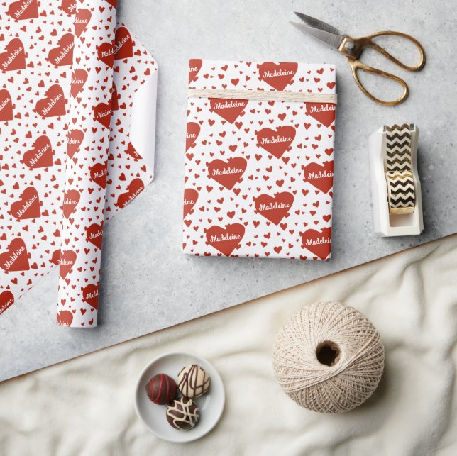 Personalisierter Name Valentine Gift Wrap Geschenkpapier (Kunsthandwerk)