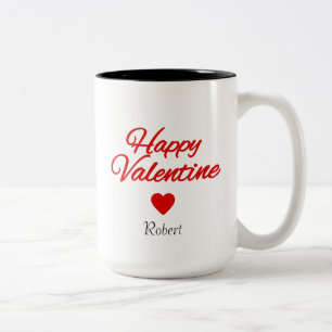 Personalisierter Name Valentinstag  Zweifarbige Tasse