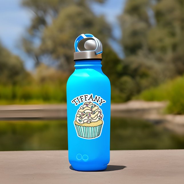 Personalisierter Name Vanilla Cupcake mit Sprinkle Aufkleber (Von Creator hochgeladen)